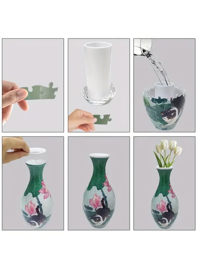 3D لغز إناء لوتس نموذج قط SH1689 ديكور زهري بلاستيك هدية عيد ميلاد - Image 4